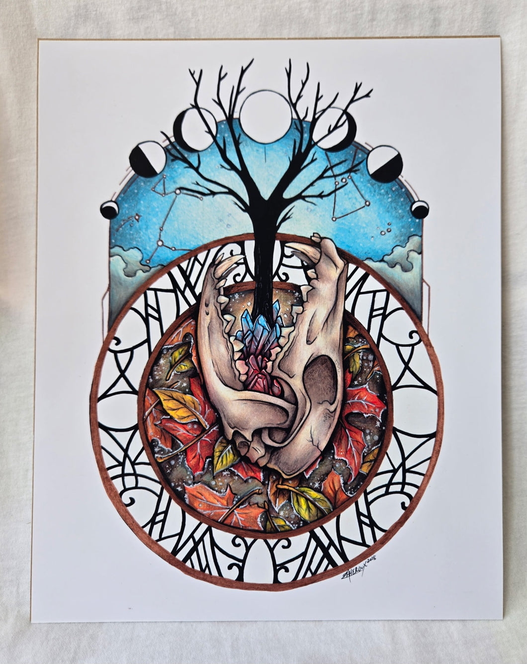 Moon Phase & Animal Skull Print By Zaheroux
