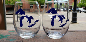 Michigan Great Lakes Stemless Wine Glass